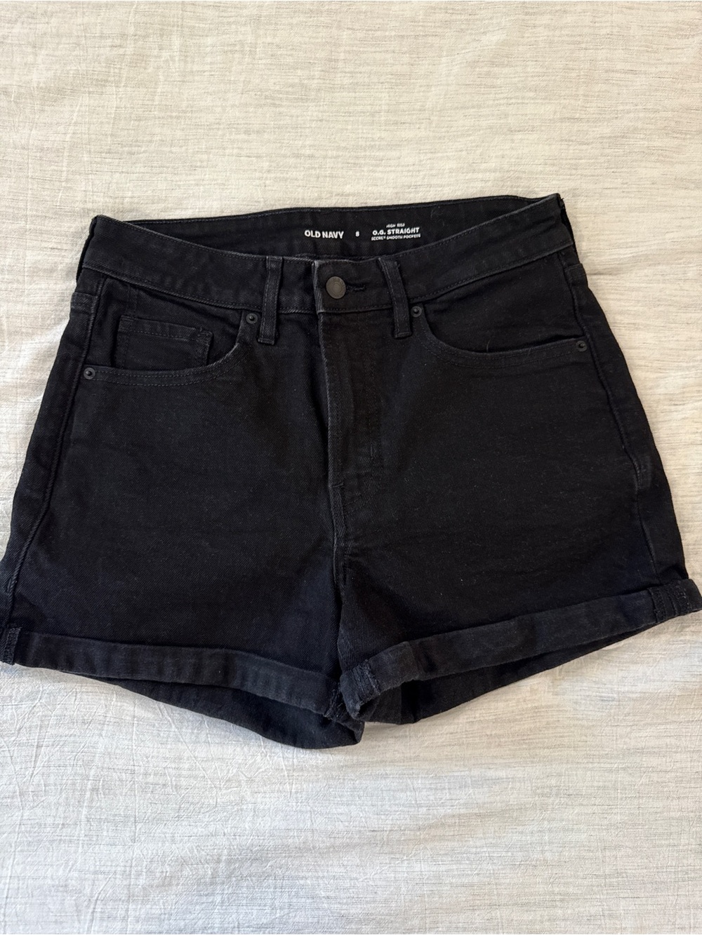 Old Navy Black Rolled-Hem Denim Shorts